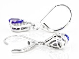 Blue Tanzanite With White Diamond Rhodium Over 10k White Gold Earrings 0.81ctw