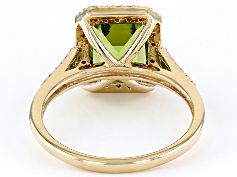 Peridot With White Diamond 10k Yellow Gold Ring 2.13ctw