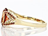 Red Labradorite With Red Diamond And Zircon 10k Yellow Gold Ring 2.11ctw