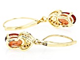 Red Labradorite With Red Diamond And White Zircon 10k Yellow Gold Earrings 1.64ctw