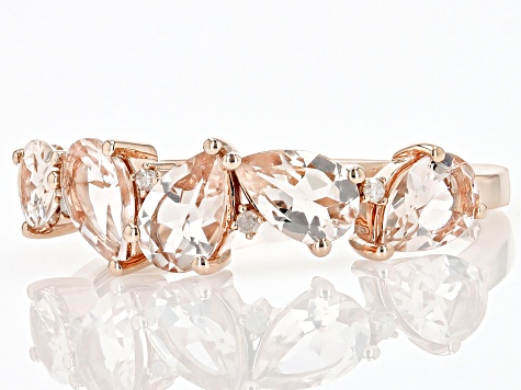 Morganite With White Diamond 10k Rose Gold Ring 1.38ctw