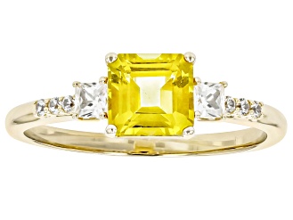 Yellow Beryl With White Zircon 10k Yellow Gold Ring 1.29ctw