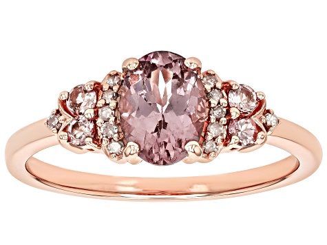 Color Shift Garnet With White Diamond 10K Rose Gold Ring 1.11ctw