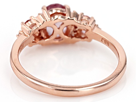 Color Shift Garnet With White Diamond 10K Rose Gold Ring 1.11ctw