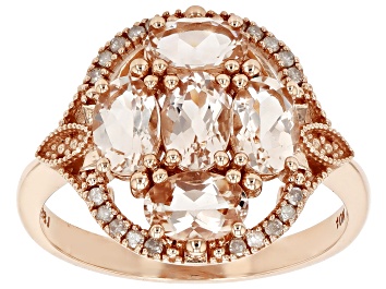 Picture of Morganite With White Diamond 10k Rose Gold Ring 1.58ctw