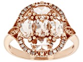 Morganite With White Diamond 10k Rose Gold Ring 1.58ctw