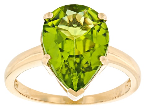 Green Peridot 10k Yellow Gold Ring 4.68ct