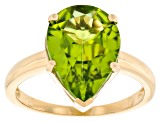 Green Peridot 10k Yellow Gold Ring 4.68ct