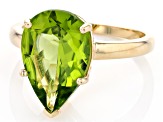 Green Peridot 10k Yellow Gold Ring 4.68ct