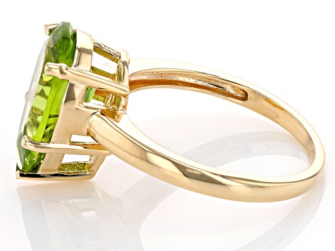 Green Peridot 10k Yellow Gold Ring 4.68ct