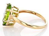 Green Peridot 10k Yellow Gold Ring 4.68ct