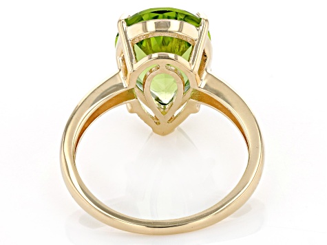 Green Peridot 10k Yellow Gold Ring 4.68ct