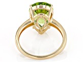 Green Peridot 10k Yellow Gold Ring 4.68ct