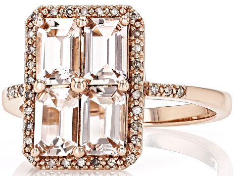Morganite With Champagne Diamond 10k Rose Gold Ring 1.67ctw