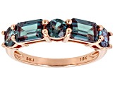 Blue Lab Created Alexandrite 10k Rose Gold Ring 2.03ctw
