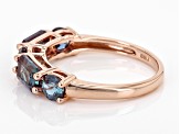 Blue Lab Created Alexandrite 10k Rose Gold Ring 2.03ctw