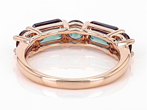 Blue Lab Created Alexandrite 10k Rose Gold Ring 2.03ctw
