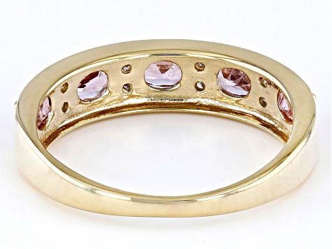 Pink Spinel With White Diamond 10k Yellow Gold Ring 0.83ctw