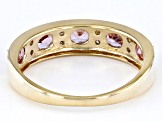 Pink Spinel With White Diamond 10k Yellow Gold Ring 0.83ctw