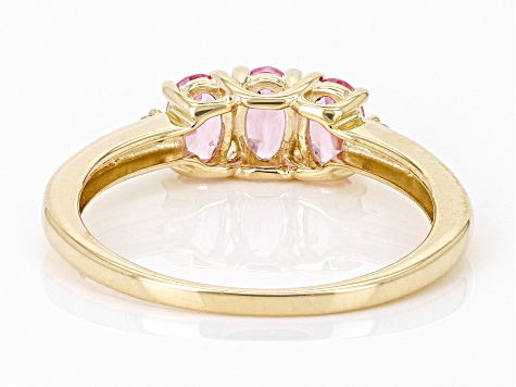 Pink Spinel With White Diamond 10k Yellow Gold Ring 0.68ctw