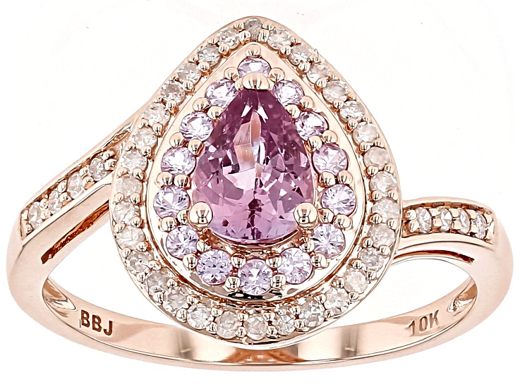 【YOURNUS】Garnet Pigment Half Sleeve Color Shift Garnet with Pink Sapphire and White Diamond 10k