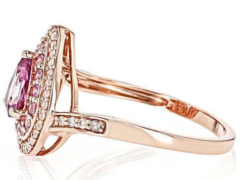 Color Shift Garnet with Pink Sapphire and White Diamond 10k Rose Gold Ring 0.98ctw