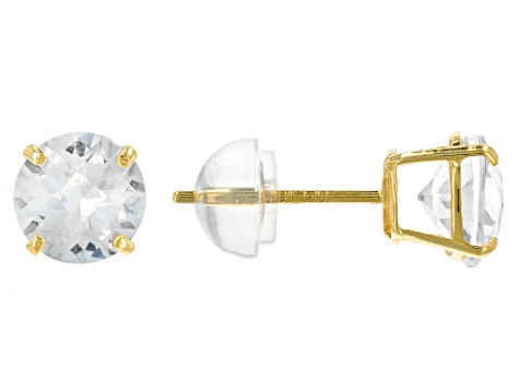 White Lab Created Sapphire 10K Yellow Gold Earrings 1.90ctw