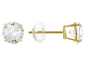 White Lab Created Sapphire 10K Yellow Gold Earrings 1.90ctw