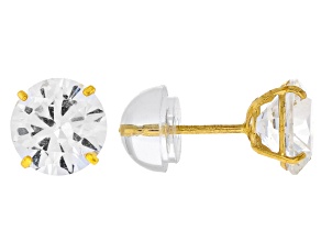 White Lab Created Sapphire 10K Yellow Gold Earrings 1.90ctw