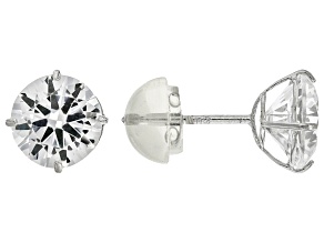 Lab Created White Sapphire Rhodium Over 10k White Gold Earrings 1.90ctw