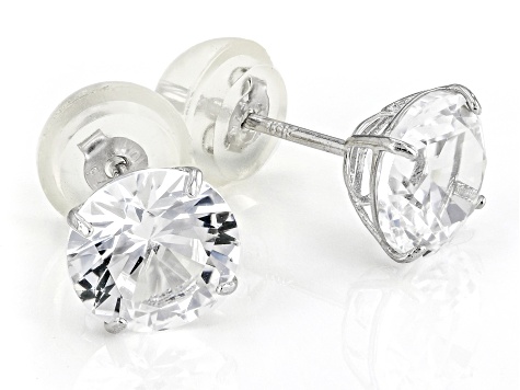 Lab Created White Sapphire Rhodium Over 10k White Gold Earrings 1.90ctw