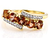 Andalusite With White Diamond 10K Yellow Gold Ring 1.24ctw