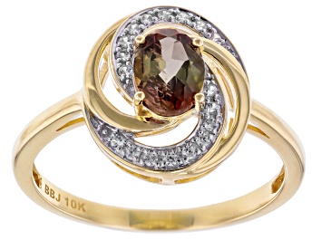Picture of Andalusite With White Zircon 10K Yellow Gold Ring 0.80ctw