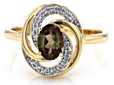 Andalusite With White Zircon 10K Yellow Gold Ring 0.80ctw