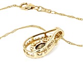 Multi Color Andalusite with White Zircon 10K Yellow Gold Pendant with Chain 0.97ctw