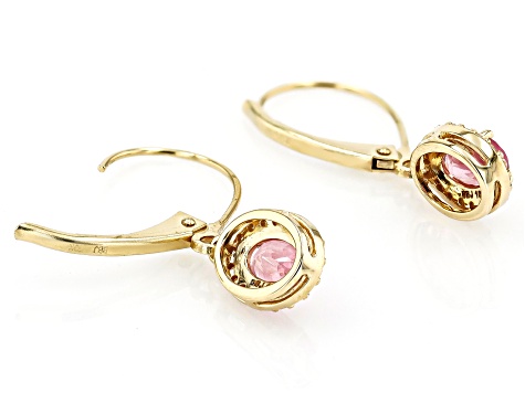 Pink Spinel With White Diamond 10k Yellow Gold Earrings 0.97ctw