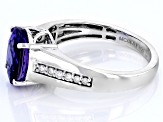 Blue Tanzanite With White Diamond Platinum Ring 3.14ctw