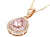 Color Shift Garnet With Pink Sapphire And White Diamond 10k Rose Gold Pendant With Chain 1.04ctw