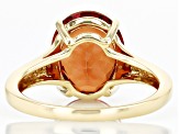 Red Labradorite White Diamond 10k Yellow Gold Ring 3.49ctw