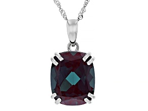 Blue Lab Created Alexandrite Rhodium Over 14k White Gold Pendant with Chain 5.27ct