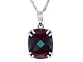 Blue Lab Created Alexandrite Rhodium Over 14k White Gold Pendant with Chain 5.27ct