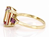 Multi Color Quartz with Rhodolite 10k Yellow Gold Ring 2.77ctw