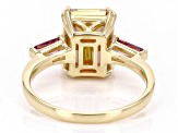 Multi Color Quartz with Rhodolite 10k Yellow Gold Ring 2.77ctw