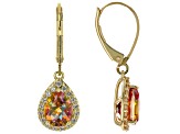 Multi Color Northern Lights Quartz With White Zircon 10k Yellow Gold Earrings 2.08ctw