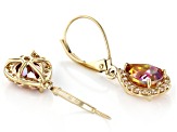 Multi Color Northern Lights Quartz With White Zircon 10k Yellow Gold Earrings 2.08ctw
