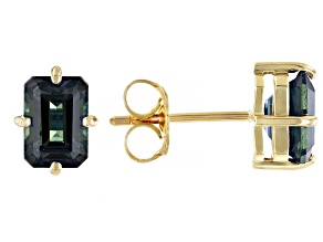 Blue Lab Created Alexandrite 10k Yellow Gold Earrings 2.19ctw