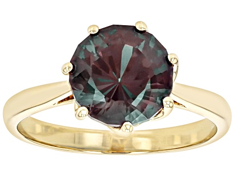 Blue Lab Created Alexandrite 10k Yellow Gold Ring 3.10ct