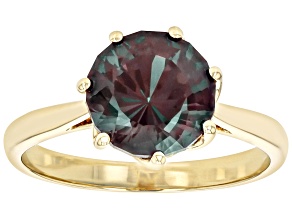 Blue Lab Created Alexandrite 10k Yellow Gold Ring 3.10ct