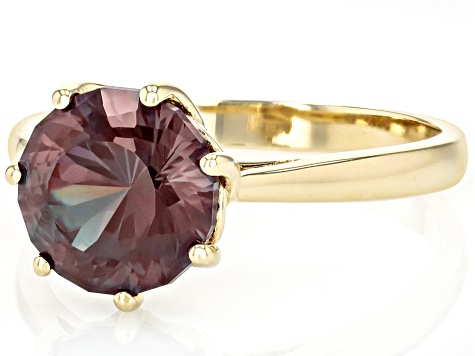 Blue Lab Created Alexandrite 10k Yellow Gold Ring 3.10ct