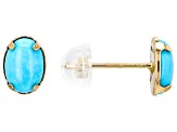 Blue Sleeping Beauty Turquoise 10k Yellow Gold Earrings